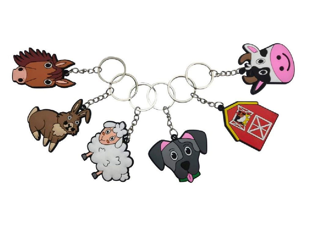 6 Farm Animal Keychains