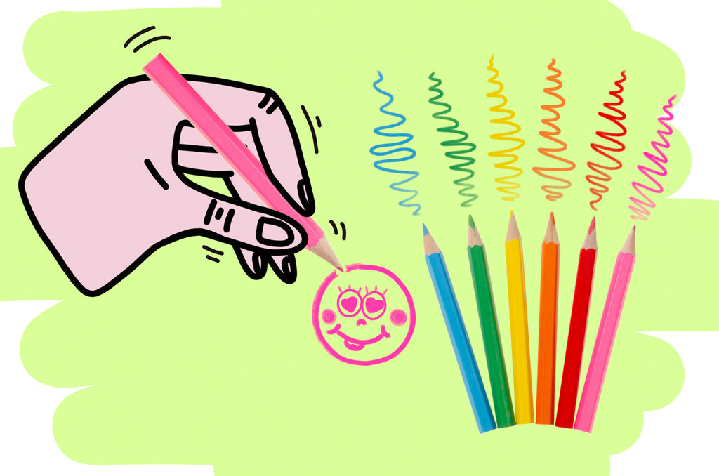 6 Happy Face Halfsize Colouring Pencils