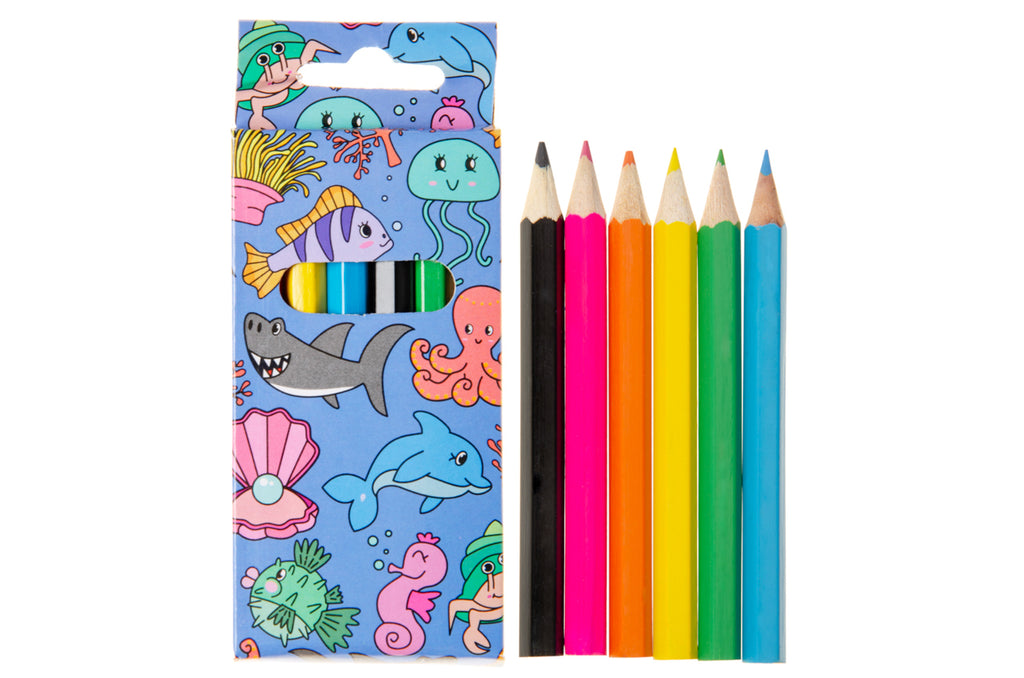 6 Sea Animal Halfsize Colouring Pencils