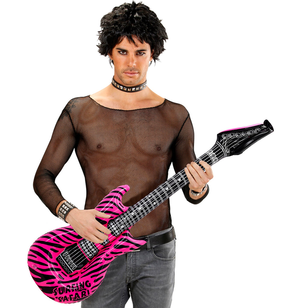 Inflatable Pink Zebra Guitar - 105cm