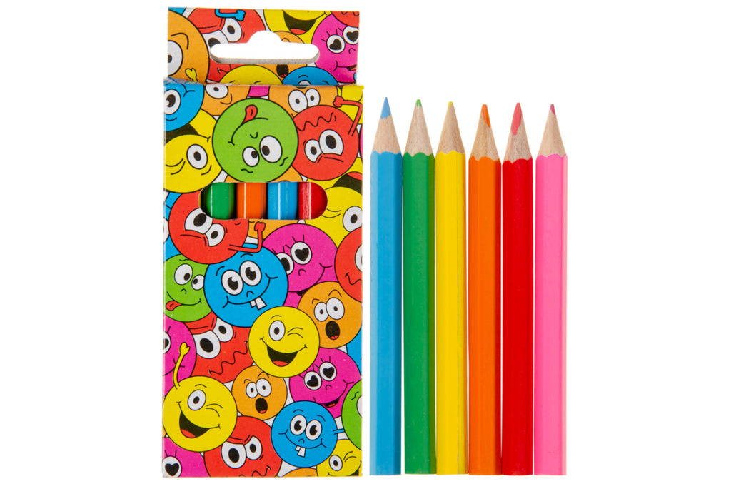 6 Happy Face Halfsize Colouring Pencils