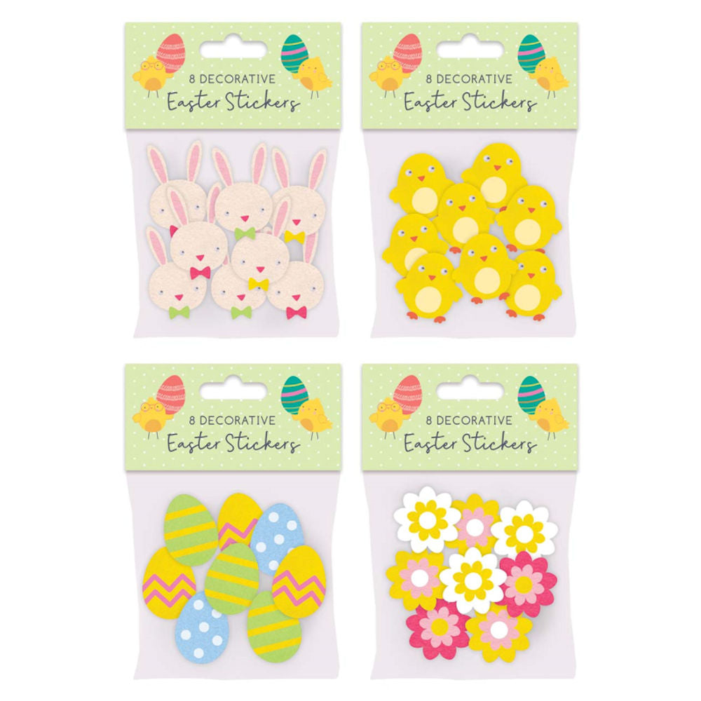 Easter Felt Decorative Stickers - Assorted 8 Pack Spring Holiday Craft Supplies