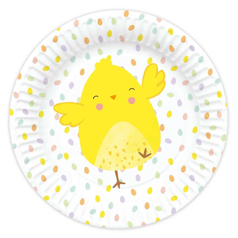 Easter Paper Plates - 8 Pack Bunny Chick Egg Spring Holiday Party Tableware