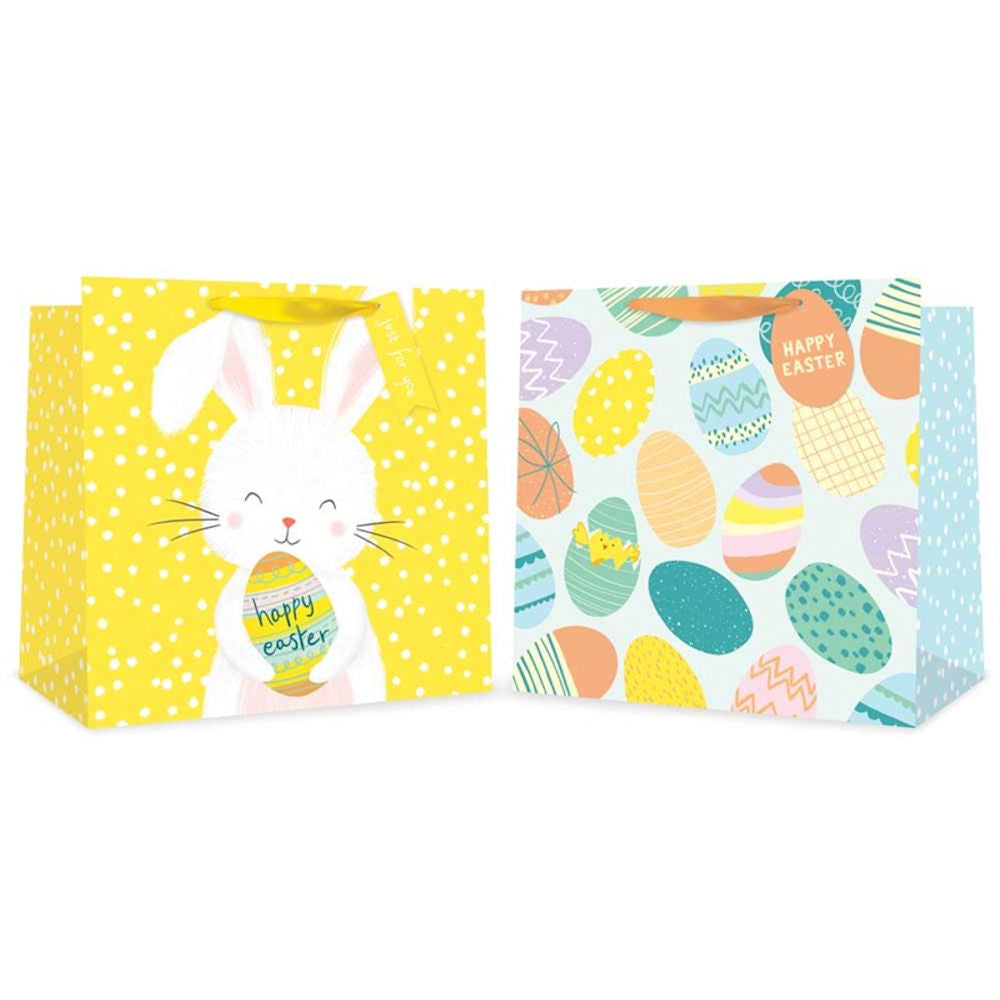 Large Square Easter Gift Bag - Assorted Festive Designs Holiday Wrapping Supplies Present Packaging