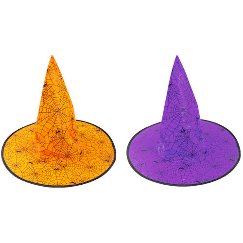 Halloween Witches Hat - Assorted Costume Accessory Party Spooky Witch Black Purple Orange Festive