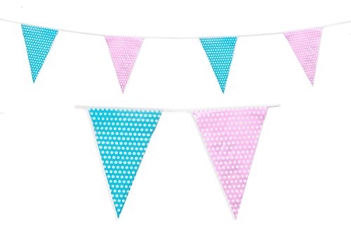 Pink & Blue Polka Dot 10m Triangle Bunting