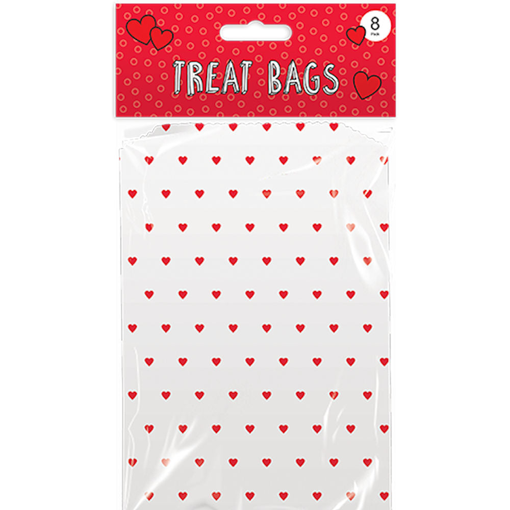 Valentine's Day Treat Bags 8 Pack - Heart-themed Goodie Bags Romantic Gifts