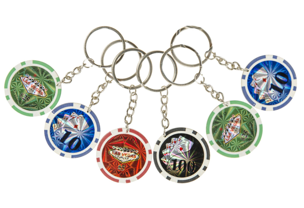 6 Poker Chip Keychains