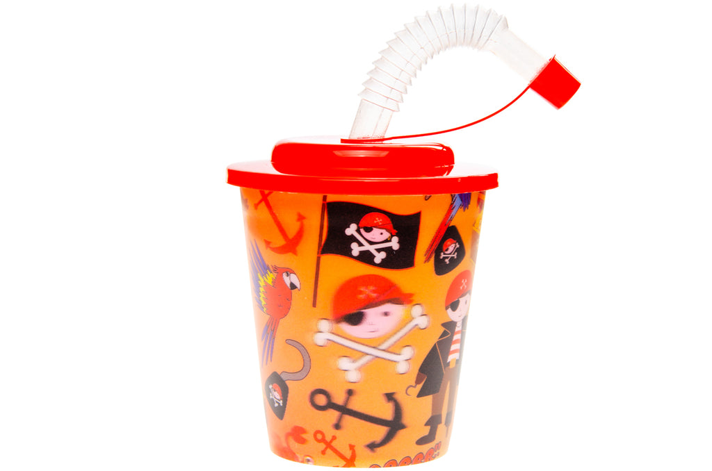 Pirate Reusable Plastic 3D Cup & Straw