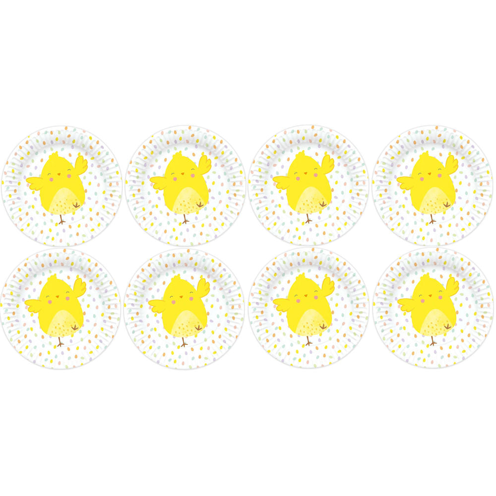 Easter Paper Plates - 8 Pack Bunny Chick Egg Spring Holiday Party Tableware