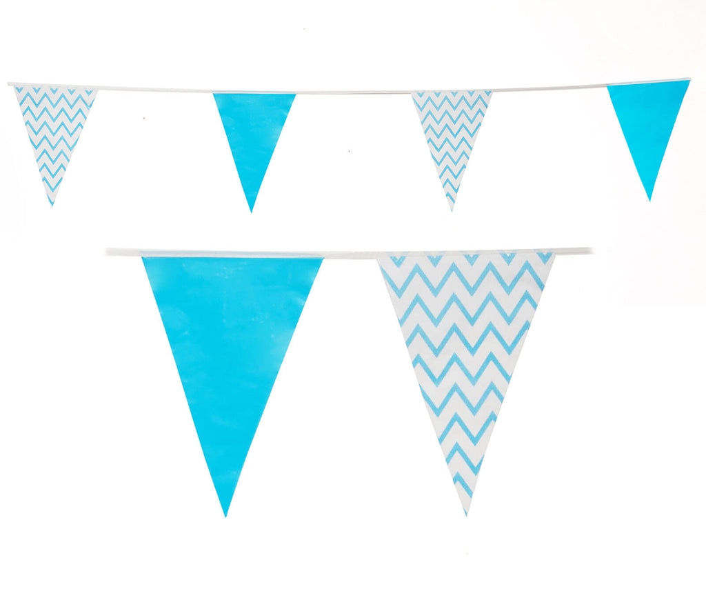 Blue Zig Zag 10m Triangle Bunting