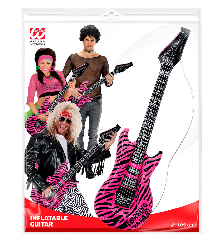 Inflatable Pink Zebra Guitar - 105cm