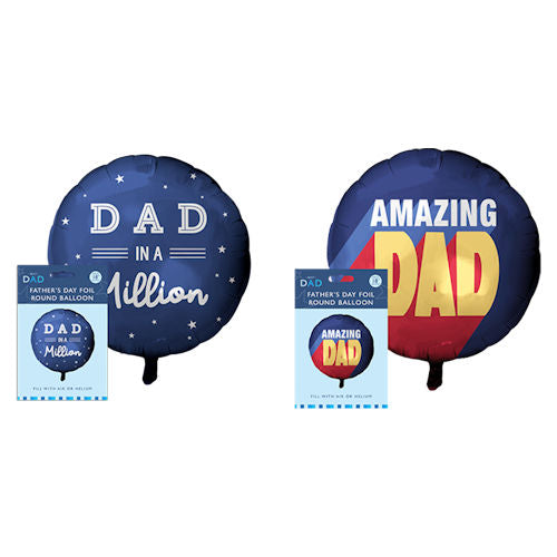 Father's Day 18" Round Foil Balloon - Assorted Festive Holiday Party Decoration Dad Celebration Theme