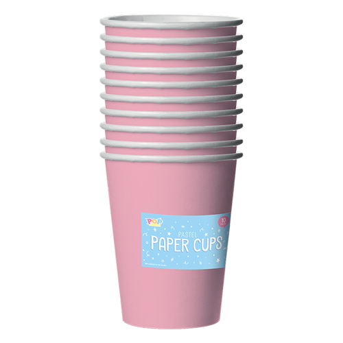 Pink Pastel Paper Cups - 10 Pack Stylish Disposable Drinkware Tableware