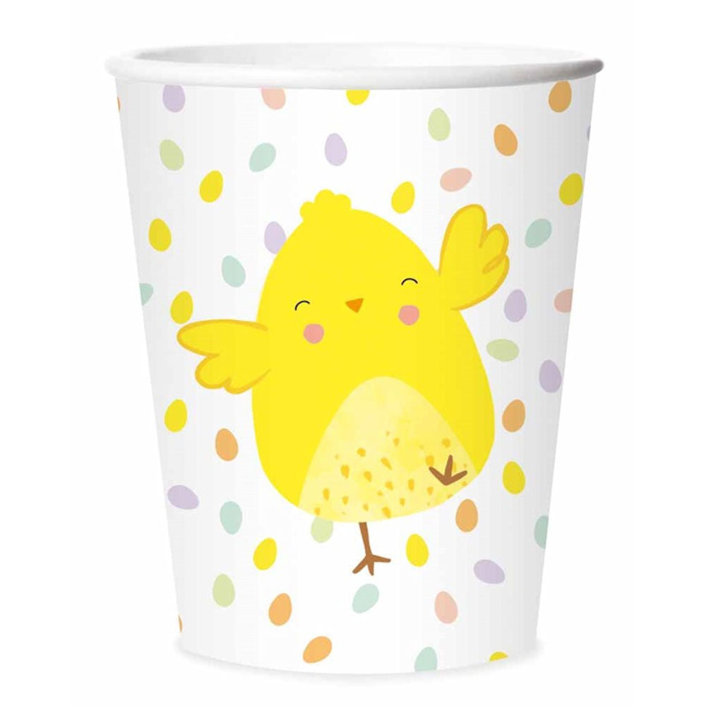 Easter Paper Cups - 8 Pack Chick Design Spring Holiday Party Tableware