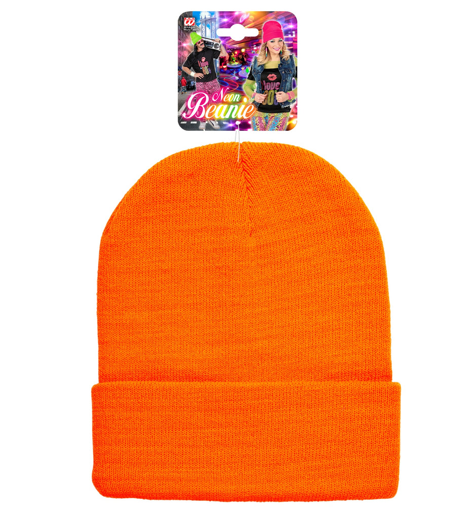 Wool Look Neon Orange Beanie