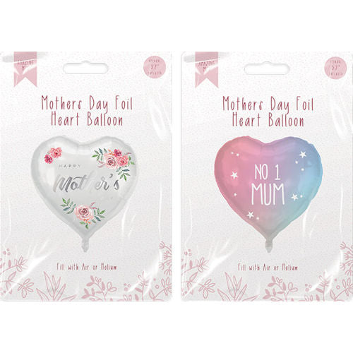 Mother's Day 18" Heart Foil Balloon - Assorted Festive Holiday Party Decoration Mum Celebration Theme