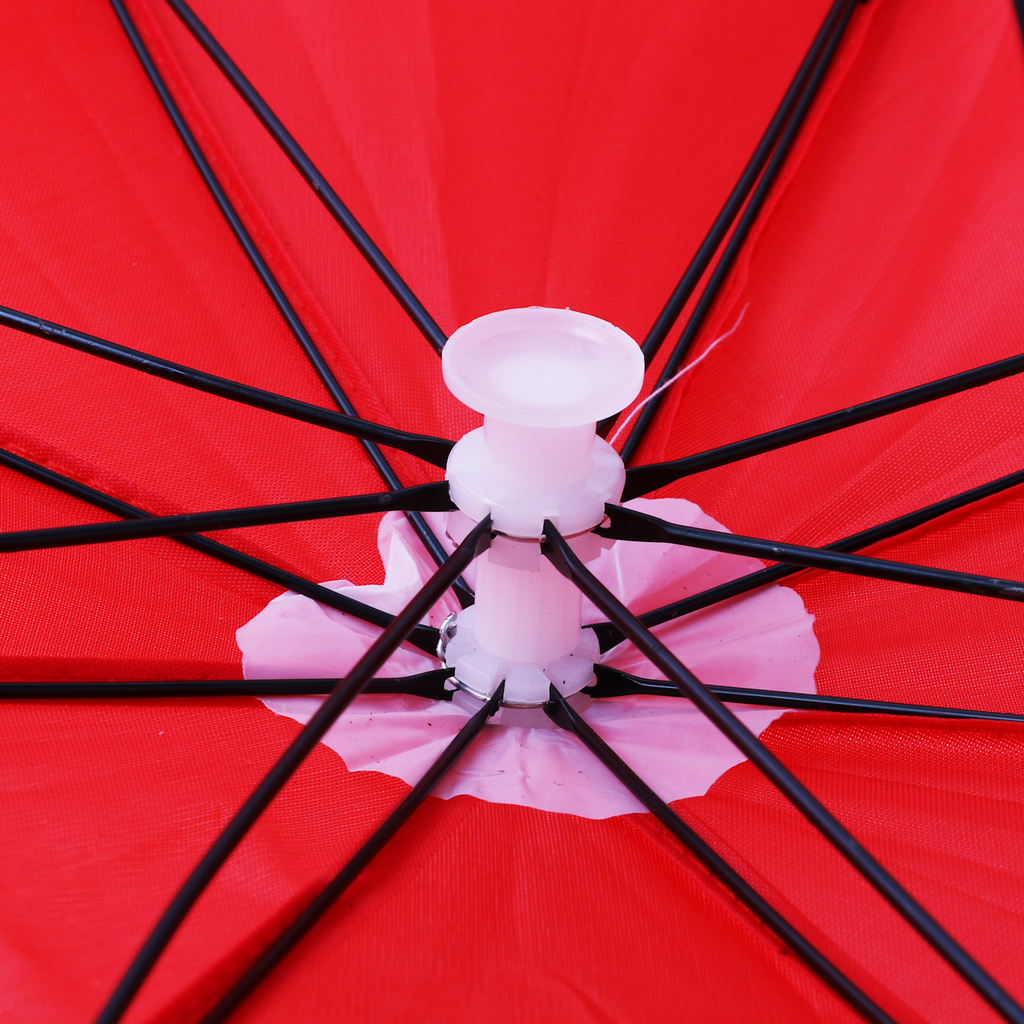 Red store umbrella hat