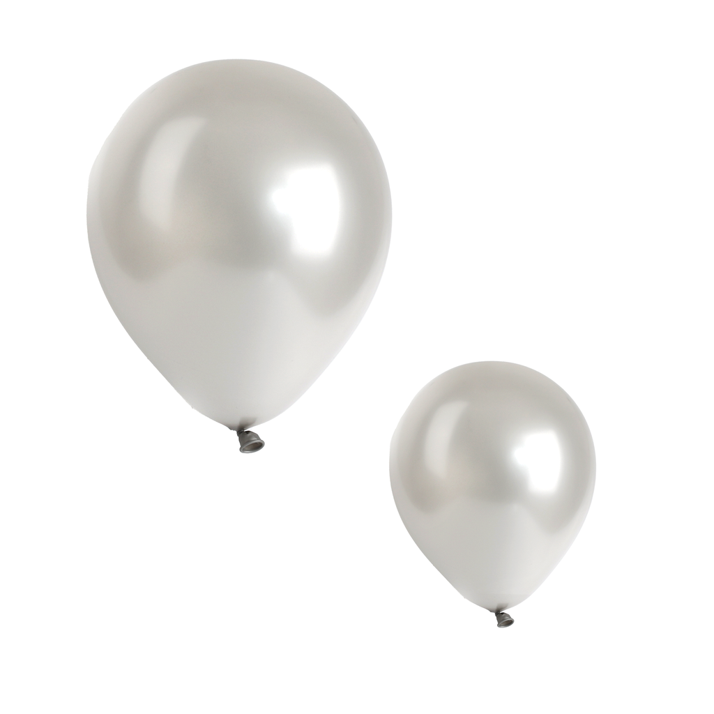 50 Pearlised Silver 7" Latex Balloons