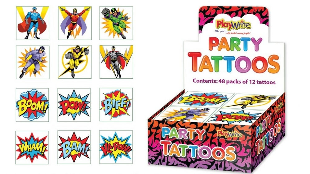 72 Super Hero Temporary Tattoos